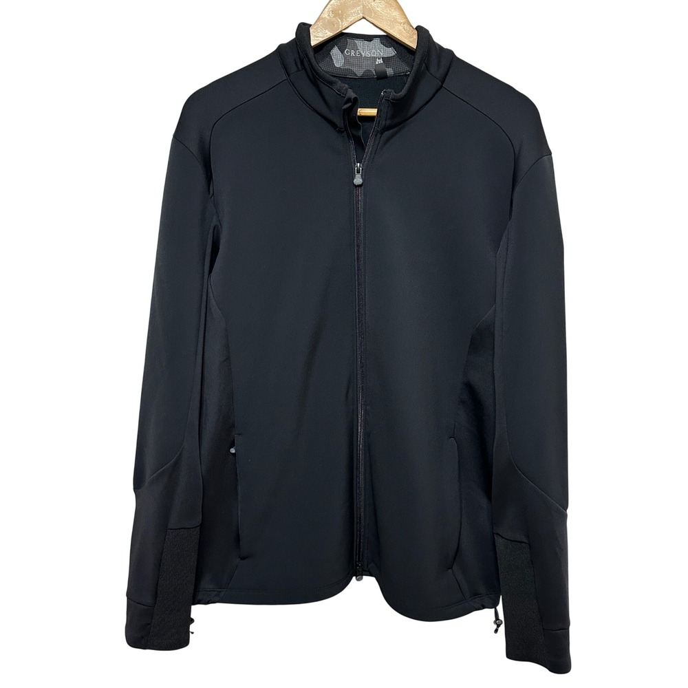 Greyson Sequoia Full Zip Jacket Mens XL Black Logo Golf Performance Windproof